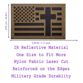 Infrared IR Tactical Bible Cross USA Flag Patch, Camouflage Military Reflective American Flag Bible Patches for Hats Backpack Bags Clothes (1)