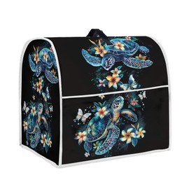 JOAIFO Turtle Stand Mixer Cover Black Kitchen Aid Mixer Protective Dust Cover with Top Handle and Pockets, Indoor Kitchen Decor