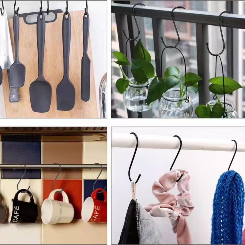 35-Pack S-Shaped Stainless Steel Metal Black Hanger Hooks, Suitable for