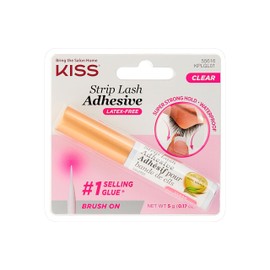Pegamento para pestañas KISS Strip Eyelash Adhesive con Aloe Vera Aplicador en pincel, Adhesivo transparente Super Fuerte Hipoalergénico No Irrita,...