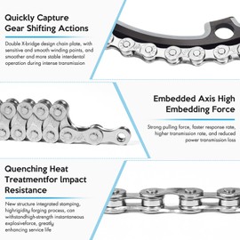 URHELP Bicycle Chain 6/7/8 Compartments, Chain Tool Bicycle with Chain Breaker and Chain Tester, 116 Links Bicycle Chain for Chain Repair, Most Road Bikes, Mountain Bikes (1/2 x 3/32 Inch)