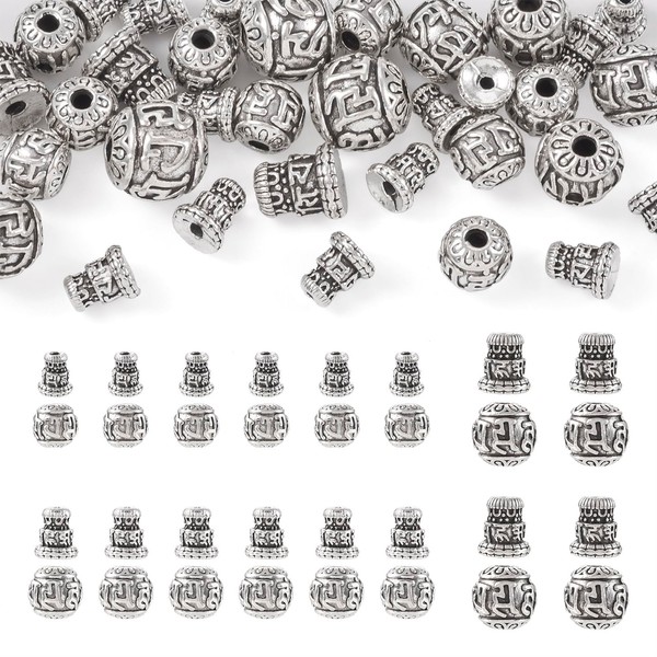 Pandahall 20 Sets Antique Silver 3 Hole Guru Beads Buddhism
