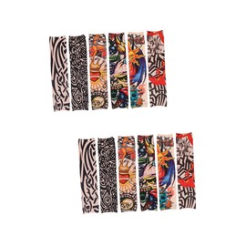 FOMIYES 2sets Tattoo Cover up Arm Sleeves for Men Cooling Sunscreen Sleeves Stretchable Material 6pcs*2