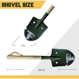 Plexon 25" Multifunctional Camping Shovel with Saw, Bottle Opener, Side Blade, Hexagonal Wrench, and Durable 50Mn Steel Blade – Perfect for Digging, Cutting, Hiking and Outdoor Survival Gear
