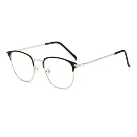 DEPEYE Blue Light Blocking Myopia Glasses Men Women Computer Gaming Glasses Metal Silver Frame -1.0 Strength Near sighted Spectacles