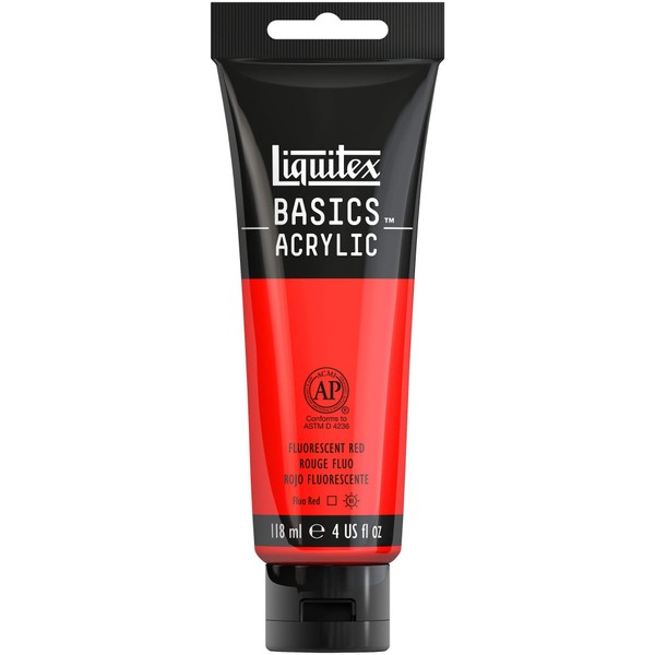 Liquitex Basics Acrylic Paint 4oz-Fluorescent Red