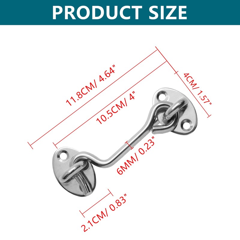 LDEXIN 2 Pack 4 Inch Gate Hook and Eye Latch