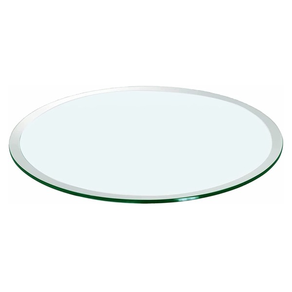 36" Round Transparent Tempered Glass Table Top 1/2" Thick Beveled Polished Edge Multipurpose for Home Office Glass Countertop