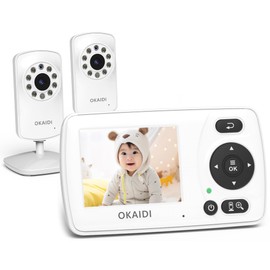 OKAIDI Video Baby Monitor with 2 Cameras, 2.4'' Portable Travel Screen, 1000ft Long Range Transmission, Baby Monitor No WiFi, Infrared Night Vision, VOX Mode