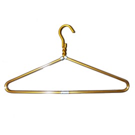 (3 PACK) GOLD DODCO Heavy Duty Thick Aluminum Metal NON-SLIP CLEAR VINYL WRAPPED Garment, Coat, Clothes, Suit, Pants, Hangers MADE IN THE USA