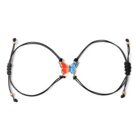 Vzfit Pack of 2 Friendship Bracelets with Butterfly Bracelets, Best Friend Gifts for Women, Long Distance Promise Matching Bracelets for Women, Men, Friends (Red and Blue), Zinc Stainless Steel