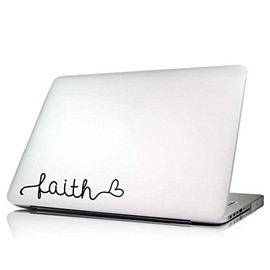 Faith Heart Laptop Decal Vinyl MacBook Skin Sticker Saying Lettering Religious Art Die-Cut (no Background Color)