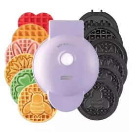 Dash Multi-Plate Mini Waffle Maker 7 removable Plates Recipie guide included