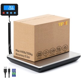 TIPRE Digital Shipping Postal Scale 0.5 oz High Accuracy！440lb Commercial Weight Scale for Package, Small Business, Mail, Warehouse, Home, Battery & Charging Cable Included