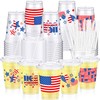 Jingmore 50 Sets 12oz 4th of July Plastic Cups with