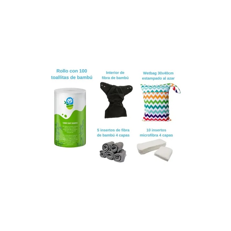 Pañales Ecológicos Interior Bambú Reutilizables Kit Basico