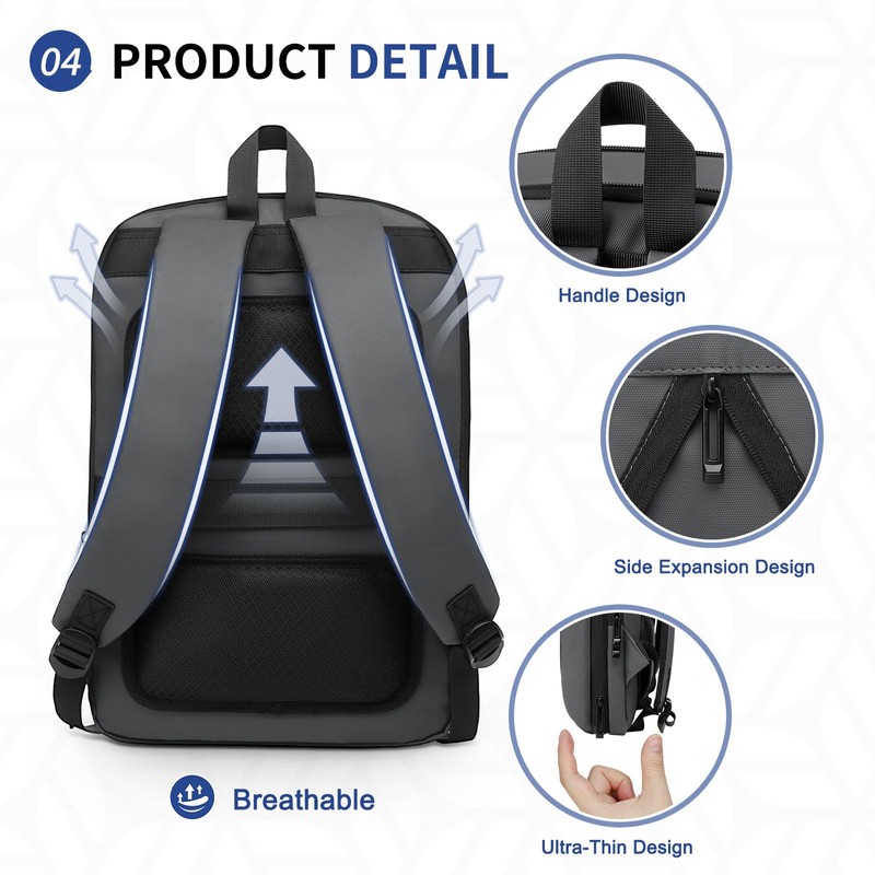 SUIKIHUM Slim Laptop Backpack for Men, Expandable TSA Business Bags