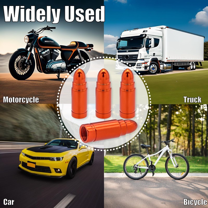 MEAJOO 8PCS Bullet Tire Valve Stem Caps, Anodized Aluminum with