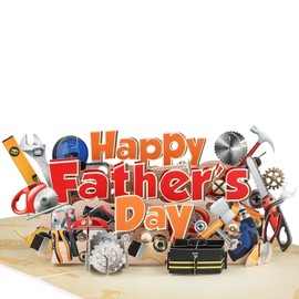 Fathers Day Card - 3D Pop Up Happy Father‘s Day Funny Gifts Father Day Cards from Daughter Son Wife for Dad Husband Grandpa with Envelope and Note Tag