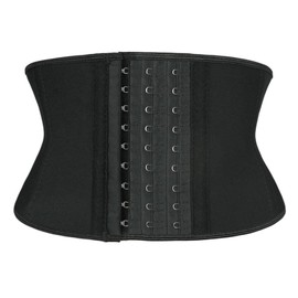 Atbuty Super Short Torso Waist Trainers Cincher Corset Tummy Shaper Slimming Latex Trimmer Girdle (Black (7'' Short Torso, 9 Steel Bones), XL)