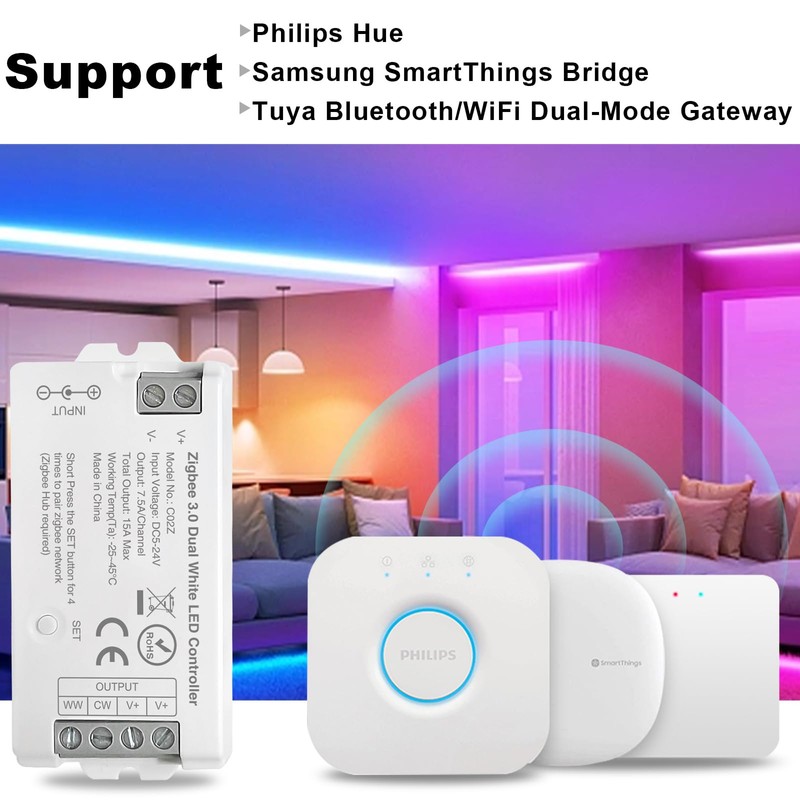 TUNICHX ZigBee 3.0 driver LED C02Z CCT doble tira de