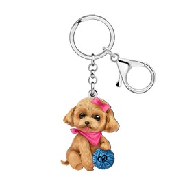 LONYOO Acryl Cute Pudel Hund Schlüsselanhänger Zubehör Goldendoodle Geschenke für Hundeliebhaber Frauen Mädchen Damen Schlüssel Rucksack Geldbörse Charms (Braun)