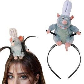 Diadema de Juguete de Felpa Para Mujer, Animal de Dibujos Animados Ratatouille Remy, Accesorios para Disfraz de Halloween (Verde, 25 * 13 * 3)