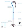 LIXIANG Quad Cane,Walking Cane with 4-Pronged Base for Extra Stability,Foam