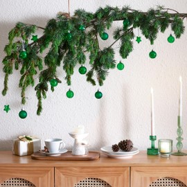 DecorbyHannah Mini Green Christmas Ornaments Set,25ct 40mm Small Clear Christmas Tree Ornaments Decorations,Shatterproof Plastic Ball Ornaments for Christmas Tree for Xmas,Easter,Spring,Party