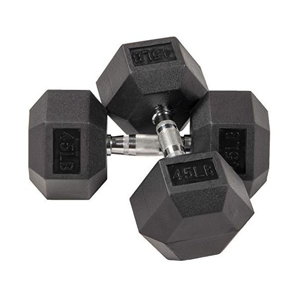 BalanceFrom Rubber Encased Hex Dumbbell in Pairs or Singles