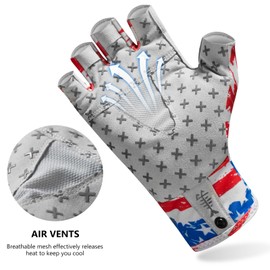 BASSDASH Unisex UPF 50+ Half Finger Sun Gloves Fingerless Breathable UV Protection for Fishing Hiking Kayaking Rowing FG02