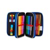 Seven Sonic Pencil Case for School with 3 Zips, Red,