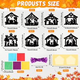 Containlol 24 Set Christmas Nativity Craft Kit Make a Nativity Scene Suncatchers Kit DIY Nativity Religious Craft Christmas Crafts Kit for Holy Night Christian Religious Party Supplies