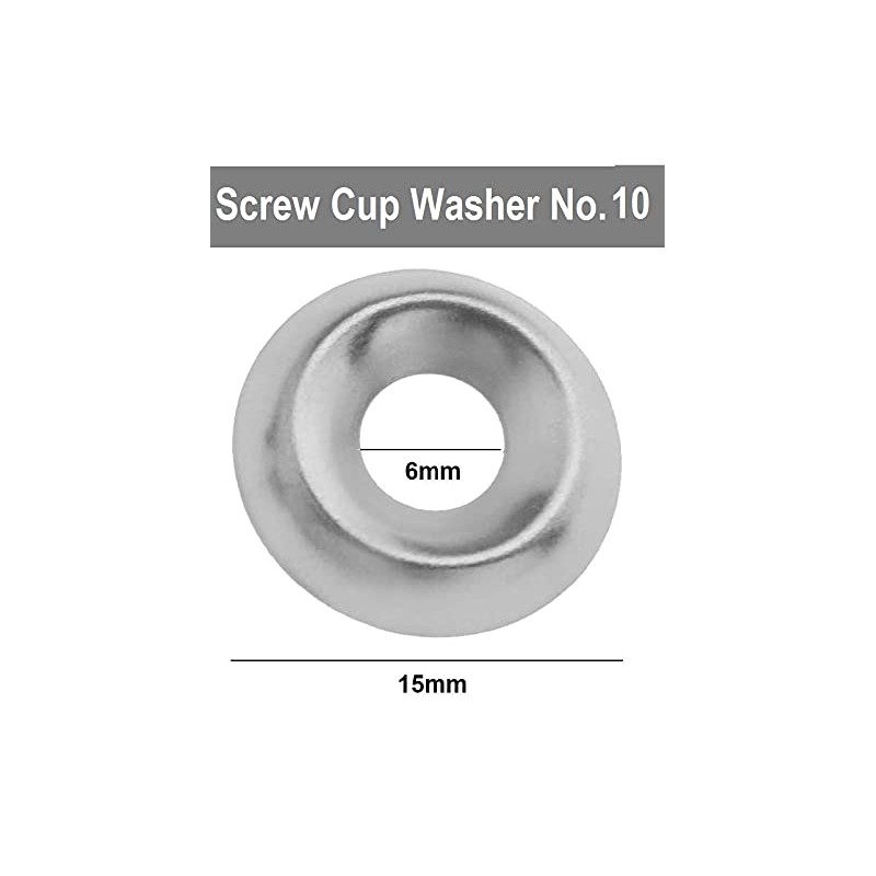 TERF® 100 Pcs Nickel Plated Screw Cup Washer Size No.