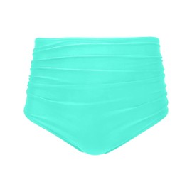 Tempt Me - Bikini de cintura alta para mujer, parte inferior de bikini con fruncido retro, Azul lago, M