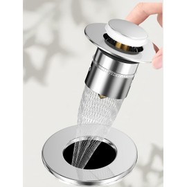 TAPREAK Washbasin Hair Catcher, Drain Outlet, Garbage Catcher, Lavatory Pop-up Drain Stopper, Compatible with 1.2 - 1.7 inches (30 - 42 mm), Easy to Install and Remove Drain Net Included, Stainless