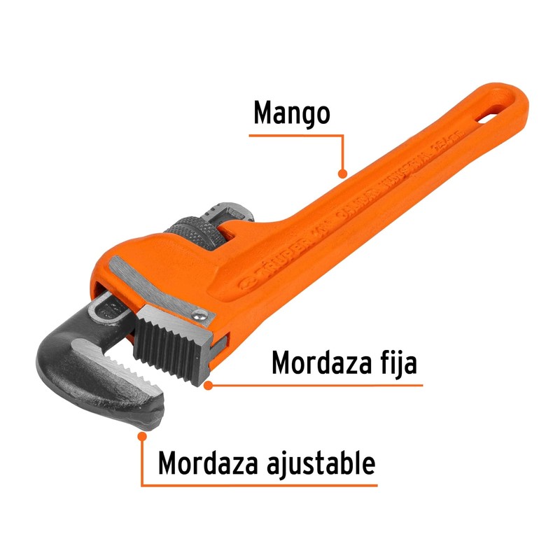 Truper STI-10, Llave para tubo, Stilson, 10", cuerpo robusto de