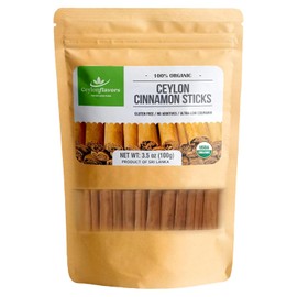 Ceylonflavors Fresh and Pure Palitos de Canela de Ceilán Orgánicos 3.5 Oz (3 ") Verdadera, De Grado Premium, Cosechada y Embalada de una Granja Orgánica Certificada por el Usda en Sri