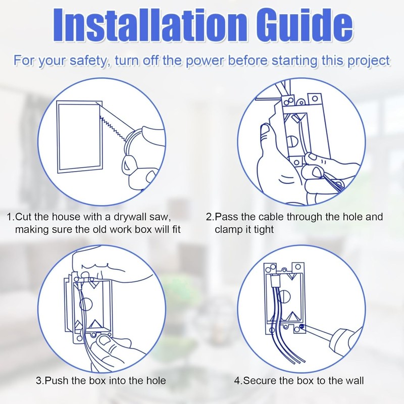 5-Pack-1-Gang PVC Electrical Outlet Box, 18 cu in Blue Switch