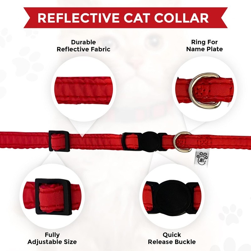 Responsible Owner Quick Release Cat Collars, Fully Reflective Cat Collars,