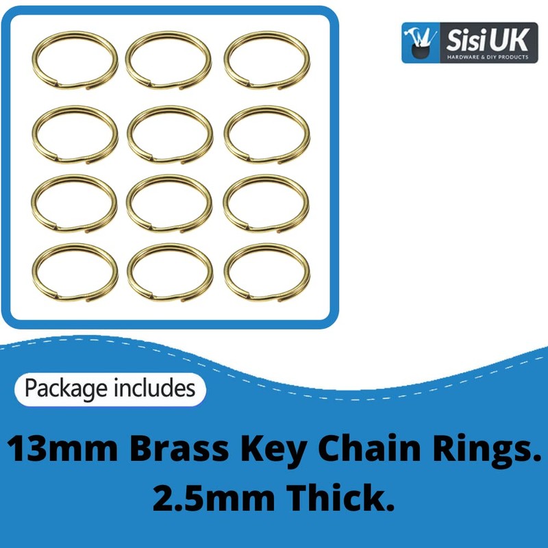 Brass Split Key Rings 13mm Round Flat Key Chains Key