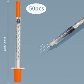 Hautllaif 50 pack 1ml 31G 0.3x13mm Plastic Multiple Uses Measuring Tools, laboratory accessories, individually sealed packaging (50)