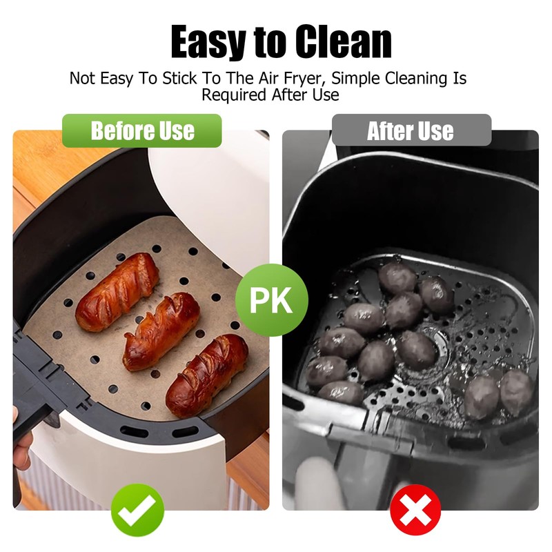 Air Fryer Liners, 8.5 Inch Square, 100 Pcs Perforated Parchment