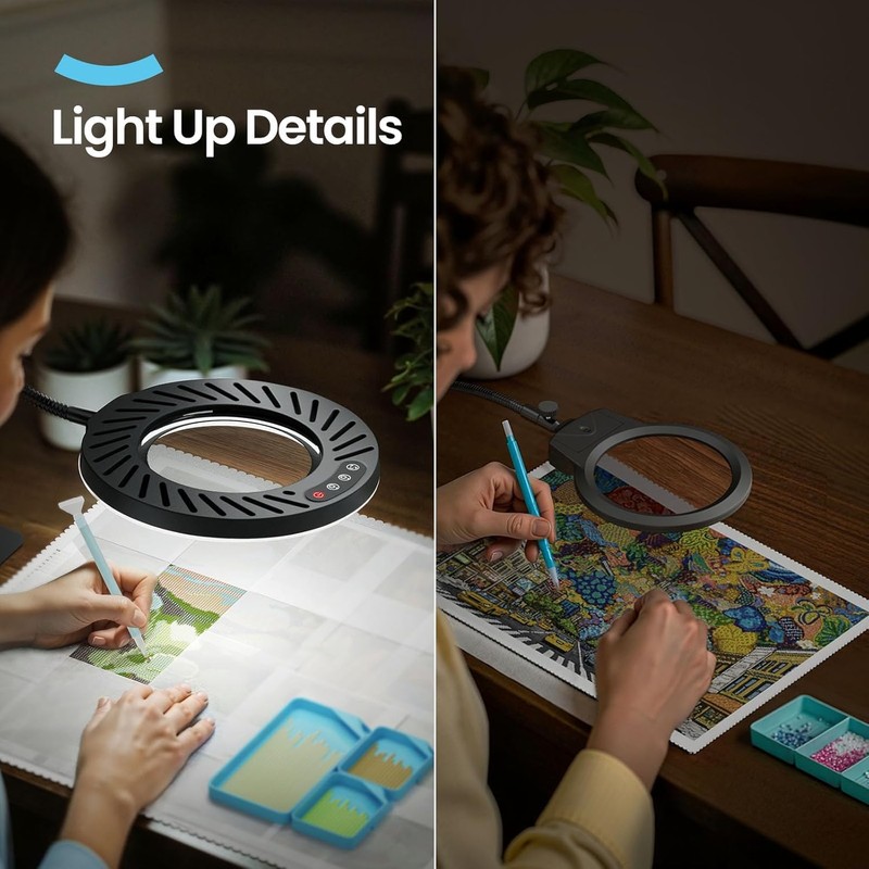 ARTDOT 10X Magnifying Glass with Light and Stand, 144 LEDs