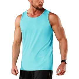 TACVASEN Mens Tank Top UPF 80+ Dry Fit Sleeveless Workout T-Shirts for Muscle Gym Sun Protection Lightweight Blue