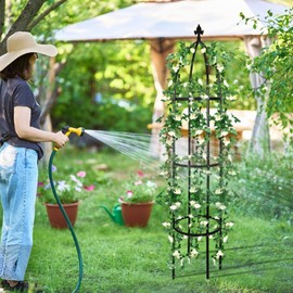 Garden Obelisk Trellis for Climbing Plants Outdoor 6.3 Feet Tall Rose Heavy Duty Metal Trellis Plant Support for Vines Clematis Flowers, Bronze