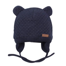 BAVST Baby Beanie Hat for Winter with Earfalp Cute Bear Kids Toddler Girls Boys Warm Knit Cap 0-2Years?Navy, M