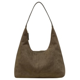 Suede Tote Bag for Women Crescent Satchel Shoulder Bag Fall Suede Handbag Trendy Slouchy Purse Work College Bag