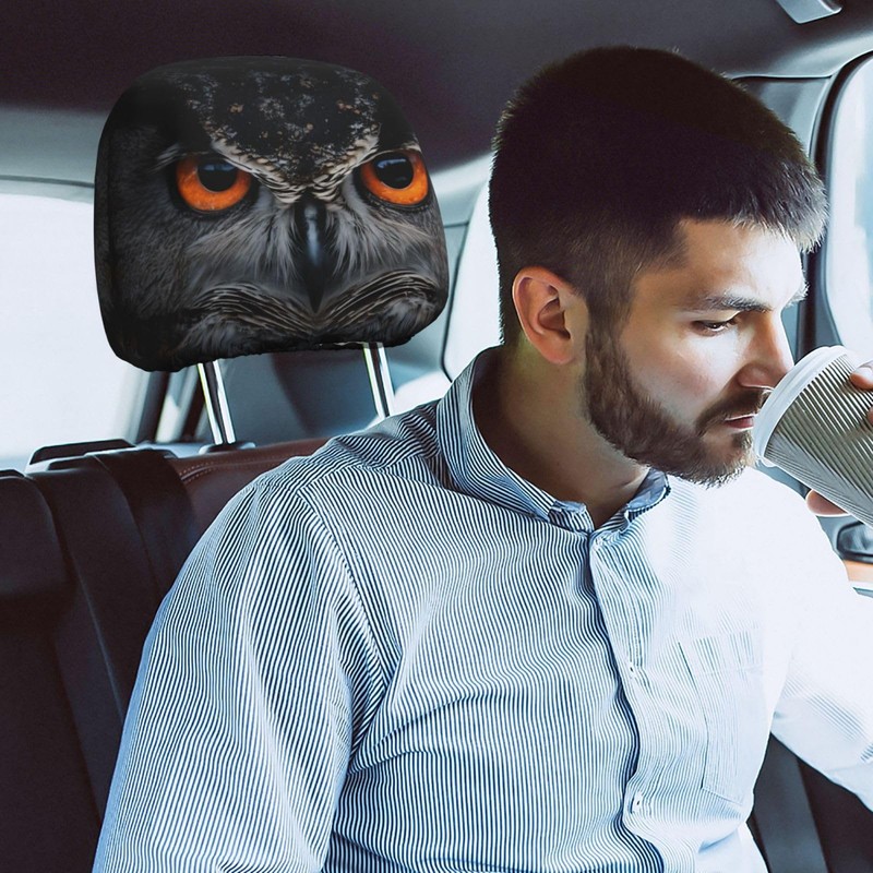 Dujiea 2 Pack Owl Car Headrest Covers, Universal Soft Car