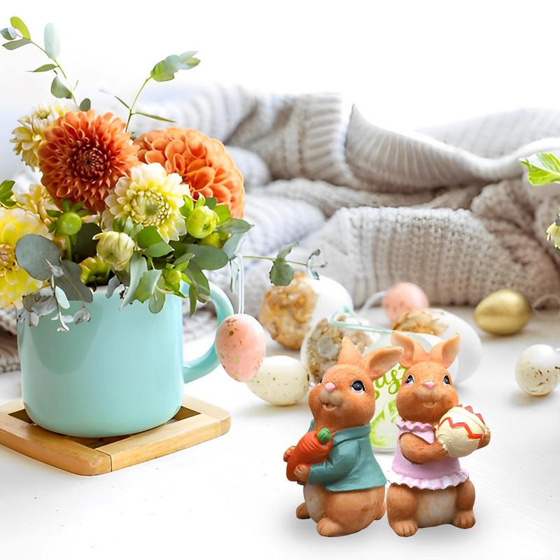 Pack of 2 Easter Bunny Figures, Easter Bunny Decorative Garden,
